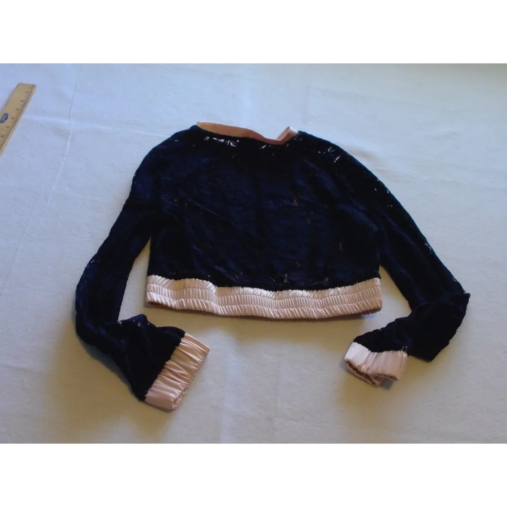 ChicMe Black Floral Cropped  Blackpink Lace CorsetCrop Top Womens  Trim M Zip Up